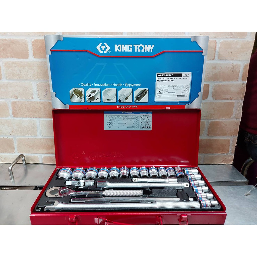 GP King Tony บล็อคชุดรู 4 หุน 24 ชิ้น King Tony รุ่น 4026MR(12เหลี่ยม)Ss