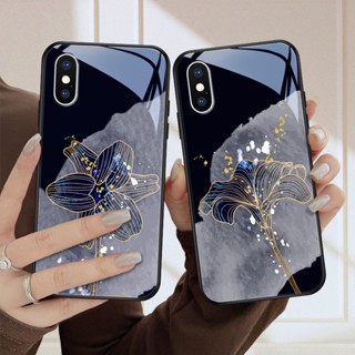 Dmy เคสกระจกนิรภัย ลายดอกไม้ สําหรับ iphone XS max XR X 14 Pro max12 mini 13 11 7 plus 8 6s 6 plus