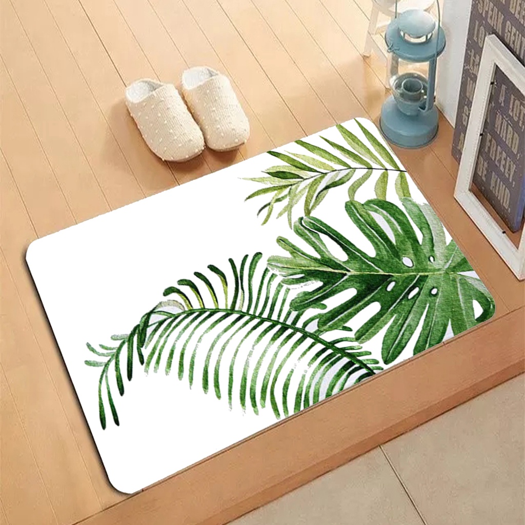 เขตร้อนใบปาล์มรูปแบบ40*60ประตูห้องครัวเสื่อห้องน้ําพรมเช็ดเท้าในร่มกลางแจ้งพรมปูพื้นพรมกันลื่น