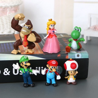 โมเดลตุ๊กตาฟิกเกอร์ Super Mario Bros PVC ของเล่นสําหรับเด็ก 6 ชิ้น ต่อชุด