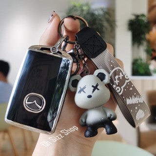 ปลอกหุ้มกุญแจ เคสรีโมทรถ Mazda 2022 ปุ่มข้าง  (TPU Key Cover 360 Push button Guard) Mazda Key Sets  CX3, CX5, CX7,