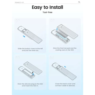 Orico M.2 NVMe SSD Enclosure 10Gbps USB 3.2 Gen2 NVMe SATA เครื่องมือฟรีรองรับ UASP (PDDM2C3)