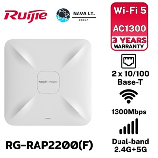 COINSคืน15%⚡FB9JMZV6⚡ RUIJIE RG-RAP2200(F) AC1300 DUAL BAND CEILING MOUNT ACCESS POINT รับประกัน 3ปี