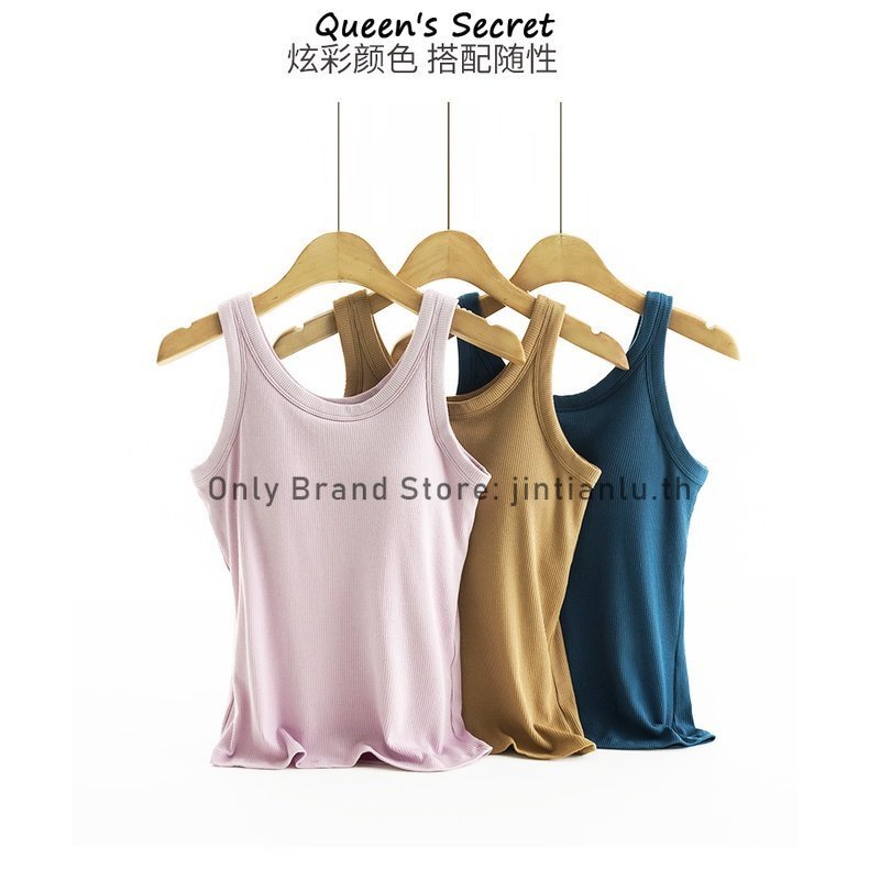 [Queen’s Secret] เสื้อกล้าม พร้อมแผ่นรองหน้าอก สีพื้น สไตล์เรโทร สําหรับผู้หญิง ราคา ถูกที่สุด ดีลบีเคเค แกลเลอรีภาพที่ 4