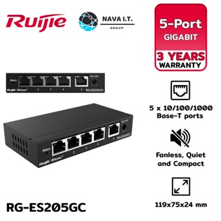 COINSคืน15%⚡FB9JMZV6⚡ RUIJIE (RG-ES205GC) 5-PORT GIGABIT MANAGED NON-POE SWITCH - รับประกัน 3 ปี