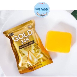 สบู่ทองคำ 24K Gold Whitening Soap By vivi 80 กรัม