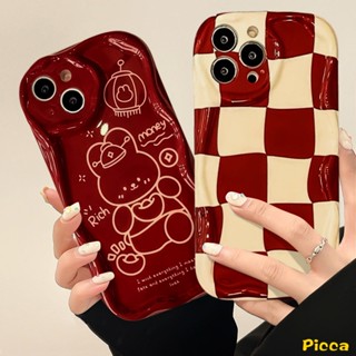 เคสโทรศัพท์มือถือ ลายน่ารัก สีแดง สําหรับ Oppo A17 A77 A78 A77S A15s A58 A1K A5 A9 A12 A57 A95 A16 A96 A16k A7 A15 A53 A3s A5s A55 A74 A54 A17K A52 A31 A76 A16s Reno 4F 5 6 5z 7z 8z 8T เคสลายตารางหมากรุก กระต่าย