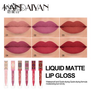 Handaiyan ลิปสติก ลิปกลอส เนื้อแมตต์กํามะหยี่ ไม่ติดถ้วย กันน้ํา 6 ชิ้น