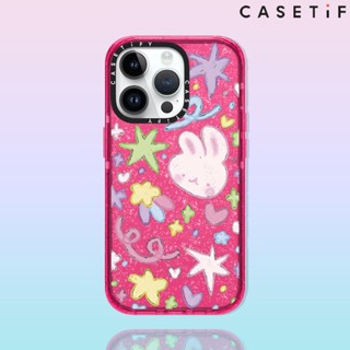 Casetify เคสโทรศัพท์มือถือ ลายกราฟฟิตี้กระต่าย แต่งกลิตเตอร์ สําหรับ iPhone14ProMax iP13Pro 13 11 12Promax 13Promax 12 13 14