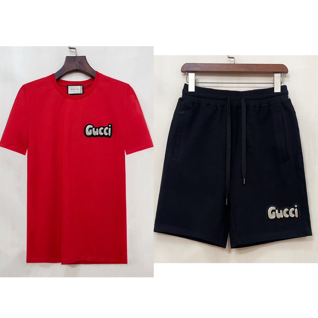 Gucc1 กางเกงขาสั้น ผ้าฝ้าย ปักลายตัวอักษร สําหรับผู้ชาย ไซซ์ S-4XL
