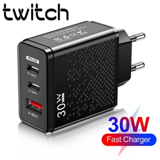 Twitch อะแดปเตอร์ชาร์จ USB Type C 30W QC 3.0 พอร์ต PD คู่ แบบพกพา ชาร์จเร็ว EU US UK