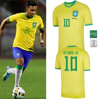 เสื้อกีฬาแขนสั้น ลายทีมชาติฟุตบอล Brazil 2022-2023 ชุดเหย้า NEYMAR JR XS-4XL