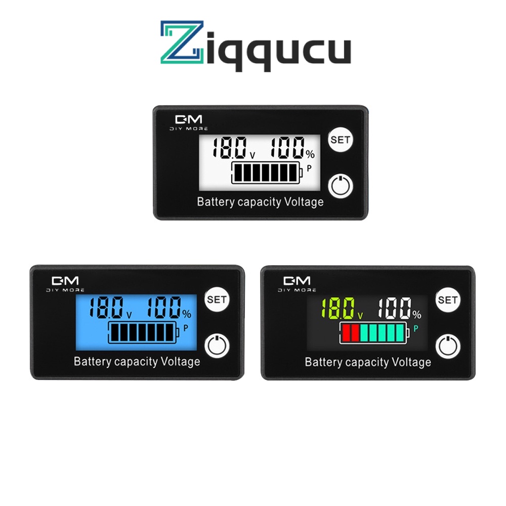 Ziqqucu DM เครื่องวัดความจุแบตเตอรี่ 8 เป็น 100v 12v 24v 48v