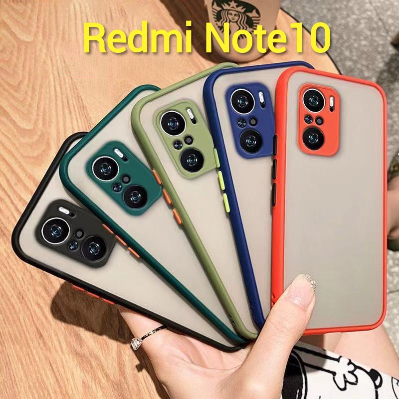 เคส คลุมกล้อง Redmi10 Poco F4 Redmi Note10 5G 4G Note10S Redmi Note10 Pro หลังขุ่น ขอบสี ปุ่มสี