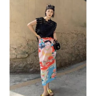 2MUAY PLEAT กระโปรงผู้หญิง กระโปรงพลีทคุณภาพ รุ่น CX90680 FREE SIZE PRINTED PLEAT SKIRT