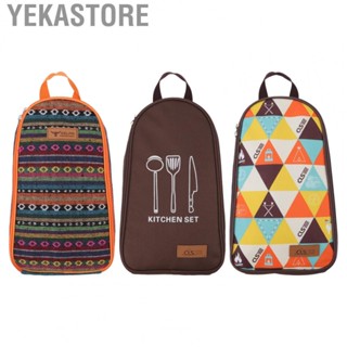 Yekastore Camping Utensil Organizer Bag  Ethnic Style Outdoor Cooking Utensils Bag Large Space  for Camping