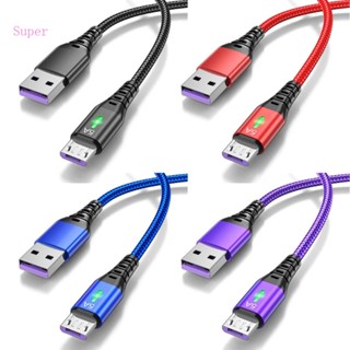 Best สายชาร์จ USB 5A พร้อมไฟแสดงสถานะ LED USB-A เป็น Micro 22 5W ชิปอัพเกรดพลังงานสูง 0 1 ม. 2 ม.