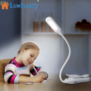 Lumiparty โคมไฟตั้งโต๊ะ Led แบบคลิปหนีบ ขนาดเล็ก ปรับได้ ชาร์จ Usb สําหรับอ่านหนังสือ