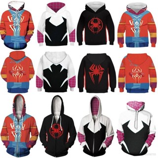 เสื้อกันหนาว มีฮู้ด ลาย Spider-Man Across the Spider-Verse Miles Morales Gwen Stacy สําหรับแต่งคอสเพลย์ฮาโลวีน