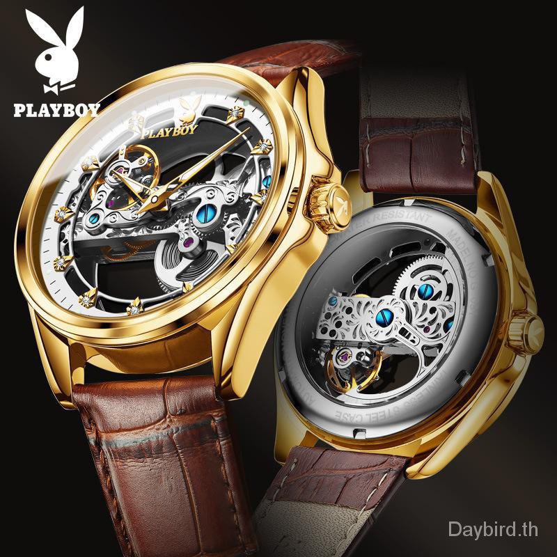 Playboy Watch (ของแท้+กล่องของขวัญ) 3031 นาฬิกาข้อมือแฟชั่น เรืองแสง กันน้ํา 30 เมตร สําหรับผู้ชาย