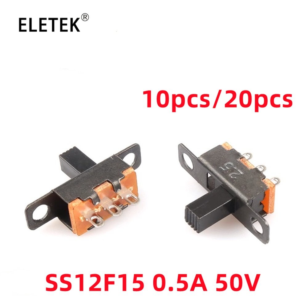 สวิตช์สไลด์ SS12F15 SPDT 50V 0.5 A ขนาดเล็ก สีดํา 6 มม. สําหรับโครงการไฟฟ้า DIY G6 1P2T 10 20 ชิ้น