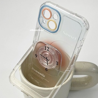 Simple Clock Bracket  Phone Case for Iphone 13promax Invisible Bracket Transparent Phone Case for Iphone14/12 Gradient