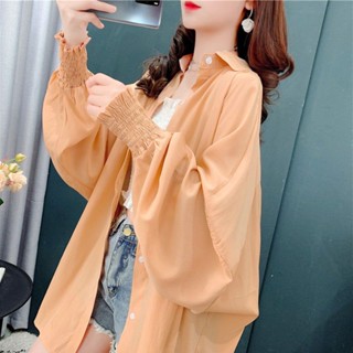 Ultra-thin Breathable Ice Silk Sunscreen Womens Long-sleeved 2022 New Summer Korean-style Loose UV-resistant Chiffon Jacket