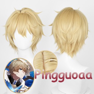 Manmei Honkai: Star Rail Gepard Cosplay Wig 30cm Light Blonde Short Hair Scalp Wigs Heat Resistant Synthetic Wig