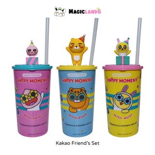 Cup 3D Kakao Friends Ryan Apeach Muzi แก้วน้ำเพื่อนกาเกา ลายการ์ตูนประเทศเกาหลี มีโมเดลตัวการ์ตูน พร้อมหลอด