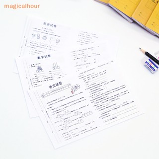 Magicalhour^^ กระดาษทดสอบคณิตศาสตร์ ภาษาอังกฤษ ขนาดเล็ก 1:12 สําหรับบ้านตุ๊กตา 3 ชิ้น