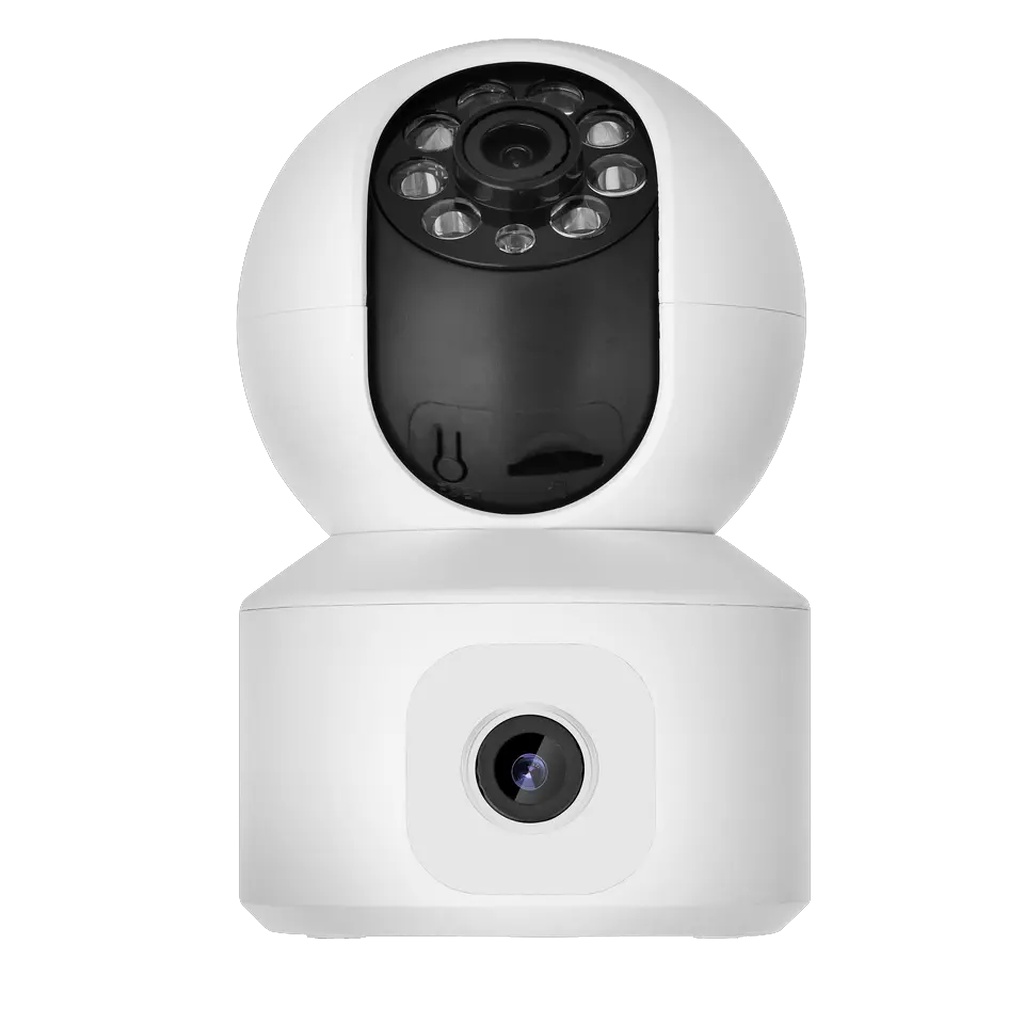 Tuya กล้องวงจรปิด 2 เลนส์ 4MP เชื่อม Wi-Fi ปรับหมุนกล้องได้ หมุนตามคน สื่อสารสองทาง แจ้งเตือนเข้าแอป