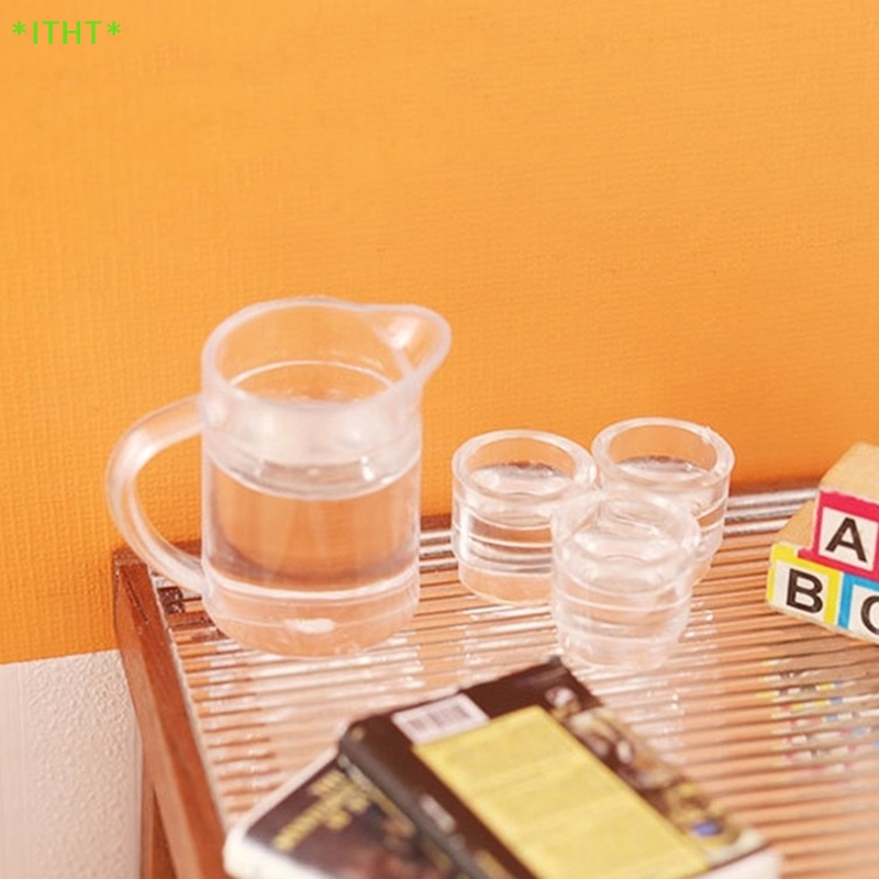 ITHT> 1 ชุด 1:12 Dollhouse Miniature กาต้มน้ํามะนาวถ้วยน้ําเครื่องดื่มชุดชาเด็กแกล้งทําเป็นเล่นตุ๊กตา House อุปกรณ์เสริมใหม่ - รูปที่ 2
