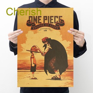 Cherish สติกเกอร์โปสเตอร์ ลายการ์ตูนวันพีช คลาสสิก สําหรับตกแต่งผนังบ้าน
