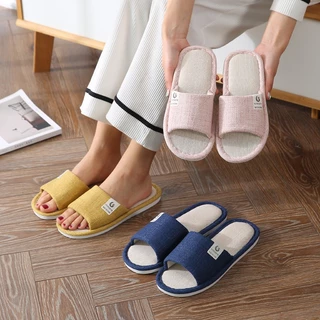 พร้อมส่ง รองเท้าใส่ในบ้าน ใส่ในออฟฟิศ พื้นมีกันลื่น นุ่มสบาย สไตล์ญี่ปุ่น ผ้าคอตตอนลินิน BTX18