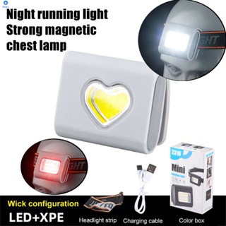 ไฟเตือนวิ่งกลางคืน ไฟจักรยาน Led+xpe ไฟหน้าแบบชาร์จไฟได้ ไฟดูดแม่เหล็ก ไฟส่องหน้าอก ไฟวิ่ง 【bluey】