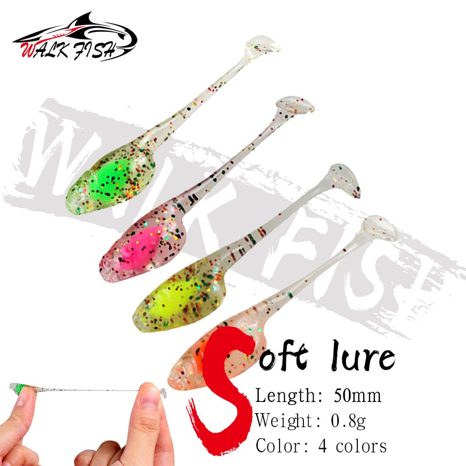 Walk Fish เหยื่อตกปลาซิลิโคน TPE รูปหนอน แบบนิ่ม 5 ซม. 0.8 กรัม 12 ชิ้น