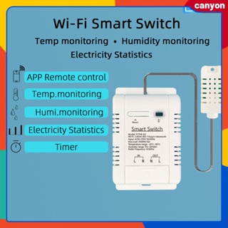 Tuya Wifi Smart Switch พร้อมสถิติไฟฟ้าแบบเรียลไทม์ อุณหภูมิ ความชื้น การตรวจสอบ ตัวจับเวลา ฟังก์ชั่นรองรับแอพ รีโมทคอนโทรล canyon