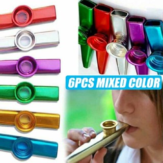 6Pcs/Set Metal Kazoo Instrument Mouth Flute Musical Toys for Kids Gift