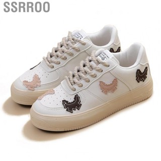 Ssrroo Women Sport Shoes  Beige Brown Fashionable Style PU Rubber Casual Shoes Round Toe Cover  for Outdoor