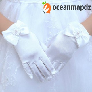 OCEANMAPDZ ถุงมือสั้น ประดับโบว์ สวยงาม คุณภาพสูง สําหรับงานแต่งงาน ปาร์ตี้เด็ก 1 คู่