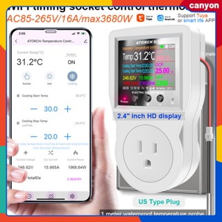 Tuya S1 Wifi Timing Socket Control Digital Thermostat ตัวควบคุมอุณหภูมิอัจฉริยะ Real Time Monitoring of Power Consumption Data canyon