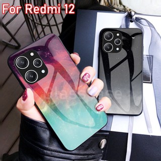 เคสโทรศัพท์มือถือกระจกนิรภัย TPU นิ่ม ขอบแข็ง กันกระแทก สําหรับ Xiaomi Redmi 12 12C 11A 10C 10A 9C Redmi12