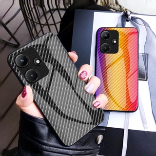 สําหรับ Infinix Hot 30i X669 / Hot 30i NFC เคสไฟเบอร์ บาง กระจกนิรภัย เคสแข็ง กันกระแทก แฟชั่น เคสหลัง