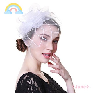 June Fascinators ที่คาดศีรษะ ผ้าตาข่าย ประดับขนนก