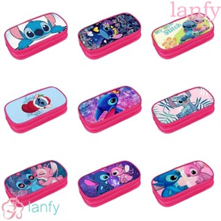 Lanfy กระเป๋าดินสอ ผ้าไนล่อน ลาย Stitch น่ารัก สีชมพู สําหรับโรงเรียน