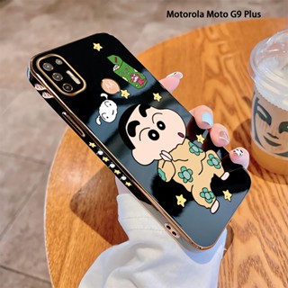 สําหรับ Motorola Moto G8 Power Lite G8 G9 Play G9 Plus G Stylus เคสโทรศัพท์มือถือ แบบนิ่ม ลายการ์ตูนชินจัง ขอบสี่เหลี่ยม หรูหรา