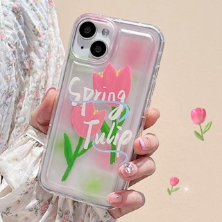 เคสโทรศัพท์มือถือ TPU ลายดอกทิวลิป กันกระแทก สําหรับ IPhone 14 Promax 12 13 Pro IP 11 Pro Max XS XR 7 8 Plus