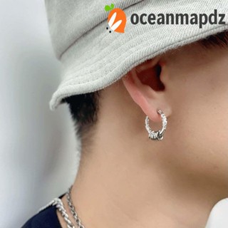 OCEANMAPDZ ต่างหูสตั๊ด จี้แหวน ทรงกลม สไตล์ฮิปฮอป พังก์ สําหรับผู้ชาย