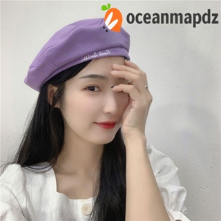 OCEANMAPDZ หมวกเบเร่ต์ หมวกบีนนี่ สีพื้น สไตล์อังกฤษ ย้อนยุค หรูหรา เหมาะกับฤดูใบไม้ผลิ ฤดูใบไม้ร่วง สําหรับผู้หญิง