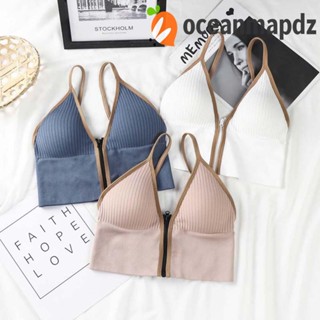 OCEANMAPDZ ชุดชั้นในบราเซียร์ คอวี แต่งซิป เปิดหลัง เหมาะกับใส่เข้ายิม สําหรับผู้หญิง